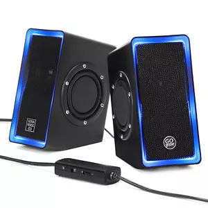 GOgroove SonaVERSE O2i Speakers for PC with AUX Input (Black with LEDs) - Picture 1 of 9
