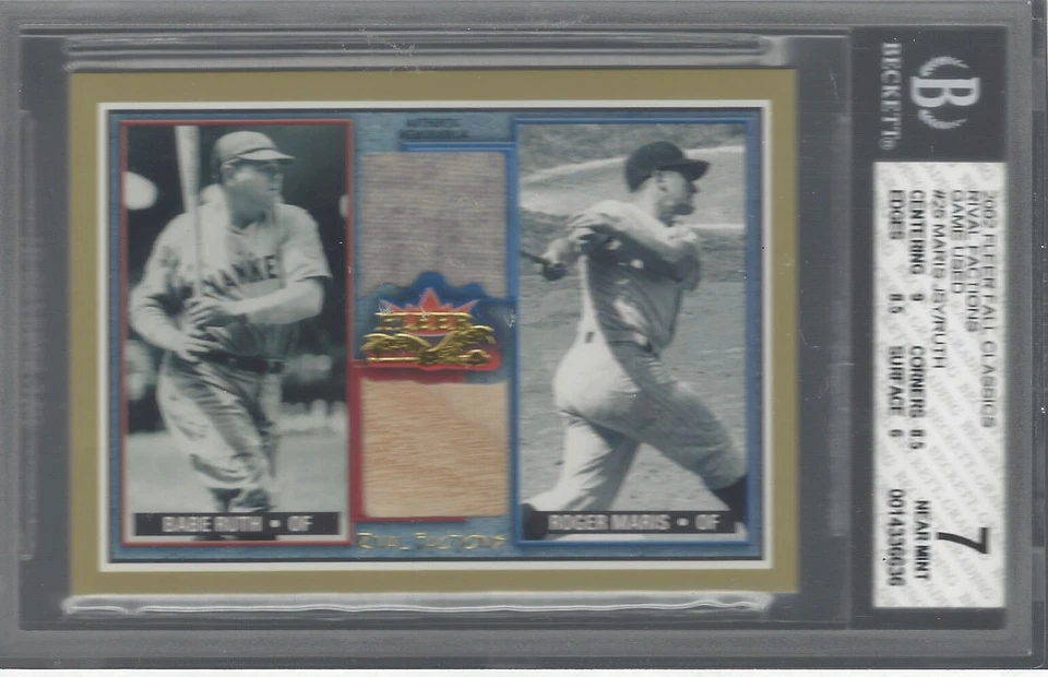 BABE RUTH/ROGER MARIS 2002 FLEER FALL CLASSICS RIVAL FACTORS GAME USED NM BGS 7 Foto 1 de 1