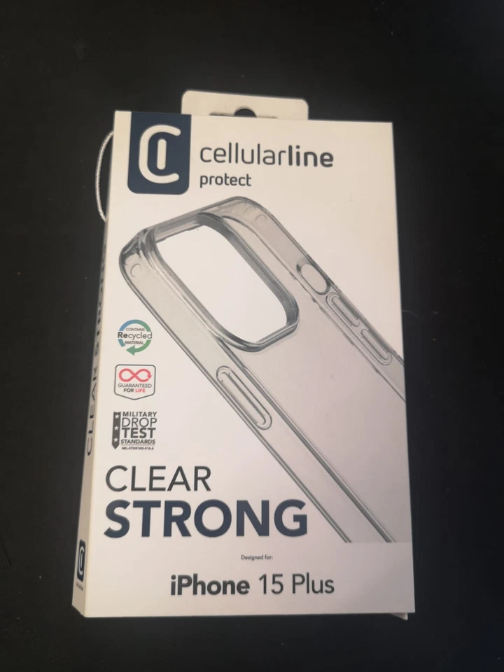 Custodia cover Cellular line Clear Strong iPhone 15 Plus trasparente - Immagine 1 di 1
