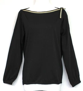 Top CHARTER CLUB Supima cotone taglia S nero con fiocco oro, bianco vendita al dettaglio $49,50 - Foto 1 di 5