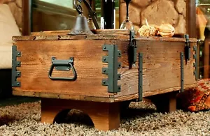 Coffee Table Chest Vintage Style End Table Storage Trunk Cottage Chest Box - Picture 1 of 9