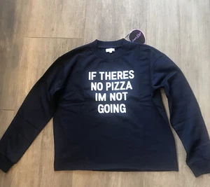 Womens Sweat.If Theres No Pizza Graphic.Size M Sugardust.Navy.Soft Sweatshirt - Picture 1 of 6