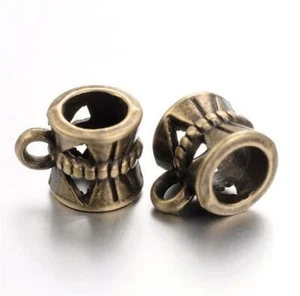 20 AUFHÄNGER BÄLLE TIBETISCHER STIL ANTIKE BRONZE 10 mm x 7 mm LOCH 4 mm (AK6) - Bild 1 von 2