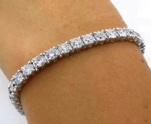 20Ct Round Sparkle Simulated Diamond Gatsby Tennis Bracelet White Gold Plated - Picture 1 of 8