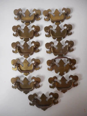 11 VTG Bat Wing 3 3/4" Chippendale Drop Handle Cabinet Drawer Pull 2 1/2" Center - Image 1 of 4