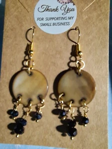 Handmade Mather Pearl And Crystal Glass Beads Earrings - Picture 1 of 3