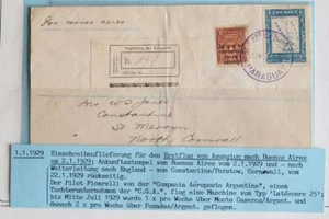 PARAGUAY to ARGENTINA to ENGLAND 1929 RARE First Flight Airmail Cover to..., FFC - Picture 1 of 3