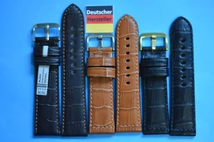 Louisiana Croco Style Watch Band 24mm Black Brown L German Manufacturer / 81 - Picture 1 of 1