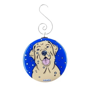 Yellow Labrador Retriever Dog Ornament Snowy Pet Portrait Christmas Decor Gift - Picture 1 of 4