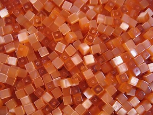 Cats Eye Glass Beads 6mm Cube Light Orange 75pc Jewellery Jewelry - Picture 1 of 2