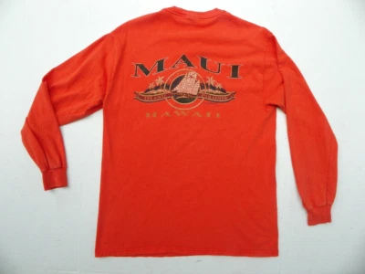 HANES VINTAGE LATE 90'S MAUI ISLAND PARADISE T-SHIRT MEDIUM ORANGE MADE USA - Image 1 of 4