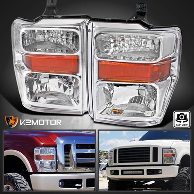 Fits 2008-2010 Ford F250 F350 F450 F550 Super Duty Pickup Headlights Lamps Pair - Image 1 of 4
