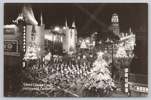 Foto postal real vintage Santa Clause Lane Hollywood Night Parade RPPC - Imagen 1 de 2