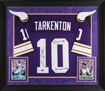 Vikings Fran Tarkenton "2x Insc" Signed Purple M&N TB Framed Jersey BAS Witness - Image 1 of 2