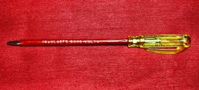 Mini destornillador vintage aislado 5000 voltios 1/8 punta plana ranurada 5-1/2" de largo Foto 1 de 3