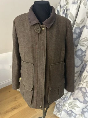 Joules Ladies Fieldcoat Green Tweed Wool Check Jacket UK 18 VGC - Image 1 of 4