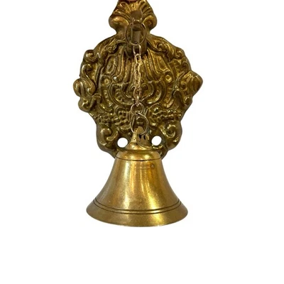 Campana de montaje en pared de latón mayordomo tienda cena puerta dorada herrajes trineo Navidad Foto 1 de 4