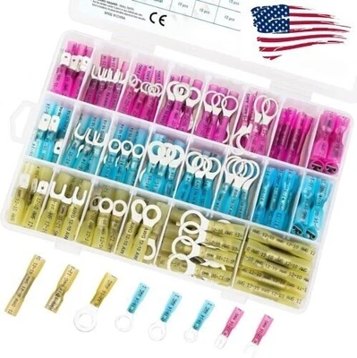 240PCS Heat Shrink Wire Connectors Electrical Crimp Automotive Marine Terminals - Image 1 of 4