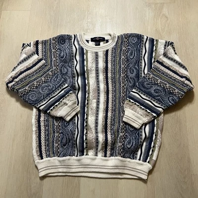 VTG 90's Cotton Traders 3D Knit Coogi Style Pullover Sweater Men’s Large Cotton - Image 1 of 4