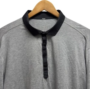 Lululemon Herren Gr. XXL grau Langarm Performance schwarzer Besatz Golf Polo Shirt - Bild 1 von 4