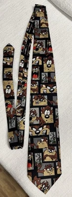 Corbata de colección de estampillas Looney Tunes USPS 1997 - Diablo de Tasmania, Bugs Bunny, negra Foto 1 de 2