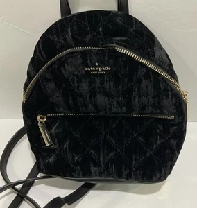 Kate Spade New York Schwarz Samt Gesteppt Mini Rucksack Handtasche - Bild 1 von 10