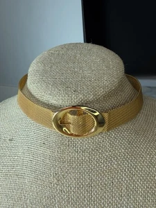 Vintage Halskette Halsband Netz goldene Schnalle Gürtel breit 15 cm - Bild 1 von 6