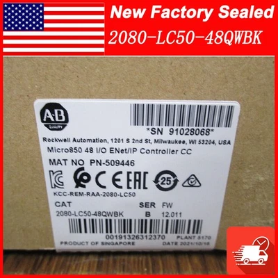 NEW AB 2080-LC50-48QWBK Micro850 IP Controller CC Free Shipping - Image 1 of 4