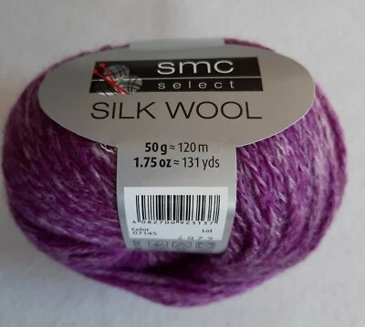 (149 €/kg): 50 g SMC SILKWOOL, Wolle m. Seide Kettstruktur, Fb.7145 lila  #4543 - Bild 1 von 2