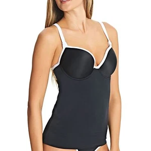 Tankini Freya Deco Nuota Indietro In Nero Stampato Sottofilo Nero 3703 - Foto 1 di 4