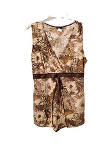 Vintage 90s Y2K Sleeveless Blouse Top Shirt Floral Boho Hippie Bohemian Flowy Lg - Picture 1 of 4