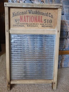 VINTAGE NATIONAL WASHBOARD CO. #510 GLASS RIBBED WASHBOARD - Picture 1 of 11