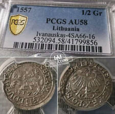 Lithuania - Sigismund Augustus - 1/2 gross - 1557 year - PCGS AU58