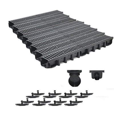 SPEEDPLANT 8m Entwässerungsrinne Belastungsklasse C250, 98mm Gußrost komplett SET
