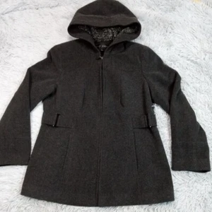 Chaqueta Fleet Street Mujer Gris L Mezcla Lana Capucha Bolsillos Forrado Abrigo Carrera - Imagen 1 de 14