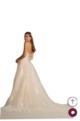 Embroidered Appliqué Lace Ball Gown Wedding Dress - Image 1 of 4