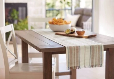 NWT - Threshold 14” x 72” Linen / Cotton - Blue / Beige / Rust - Table Runner - Image 1 of 3