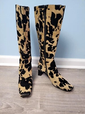 Botas Via Spiga de gamuza con estampado animal talla 6M Foto 1 de 4