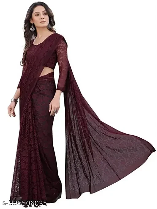 Sari de red de nailon para mujer con pieza de blusa para correr Foto 1 de 1