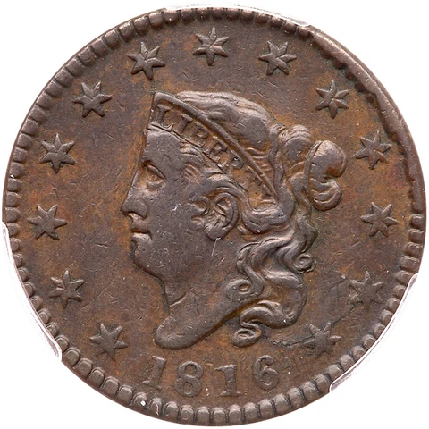 1816 1c Newcomb 3 Variety Rarity 4 (N-3 R4) Matron Head Large Cent - PCGS VF35 Cover