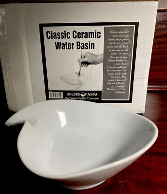 Golden Panda Classic Ceramic Water Basin: 7.25” with Brush Cleaning Formed In - Изображение 1 из 4