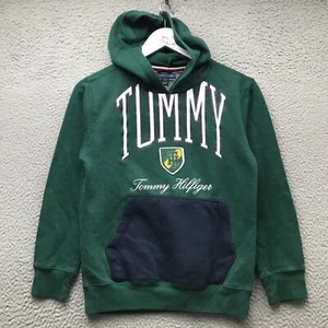 Tommy Hilfiger Sweatshirt Hoodie Boys Youth Medium Graphic Green Navy White - Picture 1 of 8