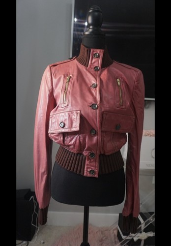 autentica giacca in pelle da donna Gucci taglia 44