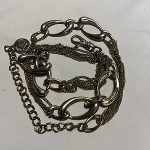 Cintura vintage Anne Klein tono oro catena e catena ovale 42" - Foto 1 di 6