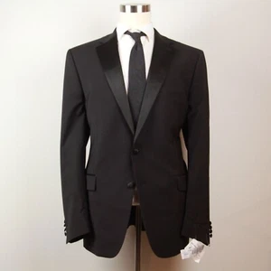 Calvin Klein Men'sFit Slim-Fit Black Tuxedo Jacket 48L Wool E04530 - Picture 1 of 9
