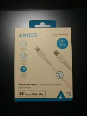 ANKER PowerLine Select USB-C w/ Lightning Connector 6' Charging Cable | A8613 - Image 1 of 4