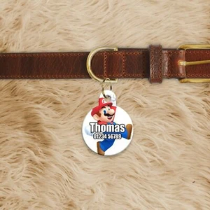Personalisierte Super Mario Gaming ID-Etiketten individuell Metall Hund Namensschild Kreis Sh... - Bild 1 von 2