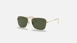 Occhiali da sole Ray-Ban Caravan oro metallo verde classico G-15 58 mm RB3136 001 58-15 - Foto 1 di 8