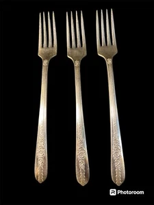 1939 ROYAL ROSE 3-piece Nobility Plate Silver Dinner Fork Set RARE - Picture 1 of 3