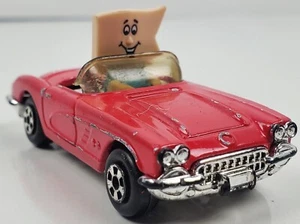 Vintage ERTL Champion Auto Stores Red Corvette Die Cast Car w/ Flag Man Mascot - Picture 1 of 8